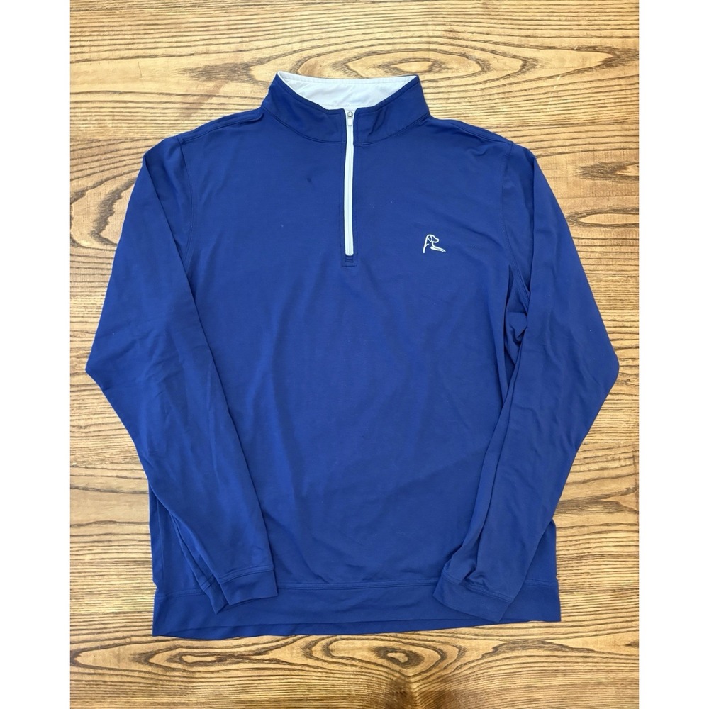 Rhoback Men's Large Blue 1/4 Zip Performance Long Sleeve Pullover USA Flag